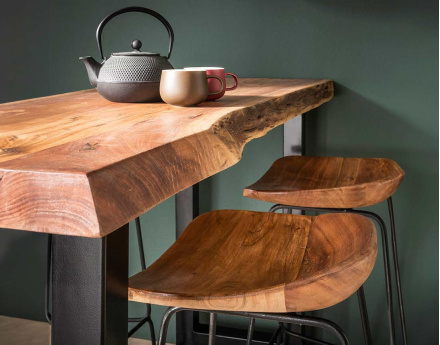 Lot de 4 tabourets bois massif d'acacia Djoda