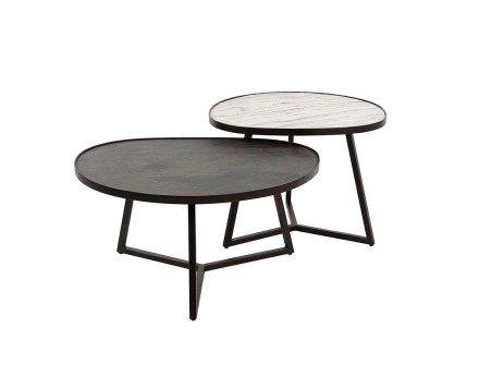 Lot de 2 tables basses effet marbre Haryana