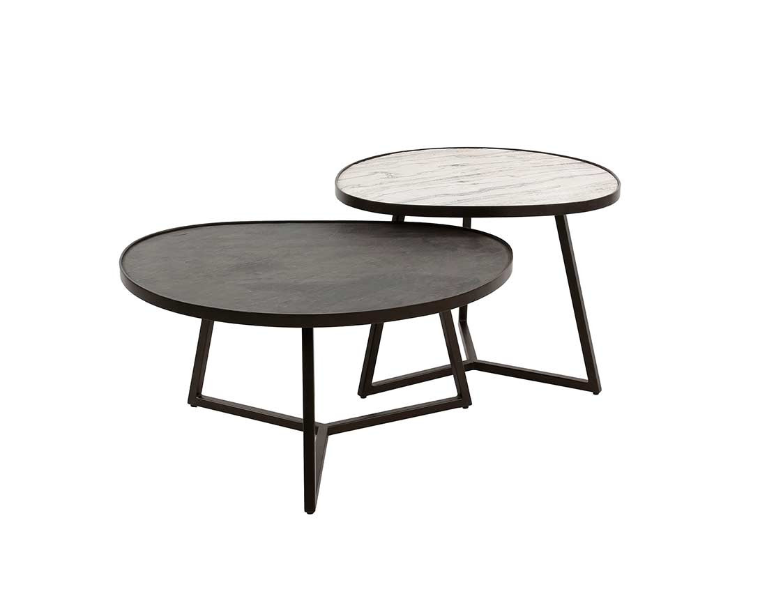 Lot de 2 tables basses effet marbre Haryana