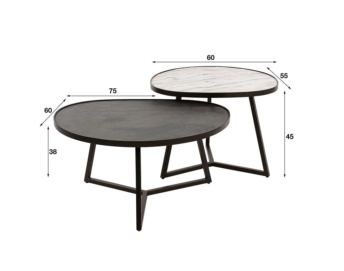 Lot de 2 tables basses effet marbre Haryana
