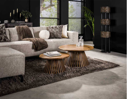 Lot de 2 tables basses bois massif de manguier Kerala