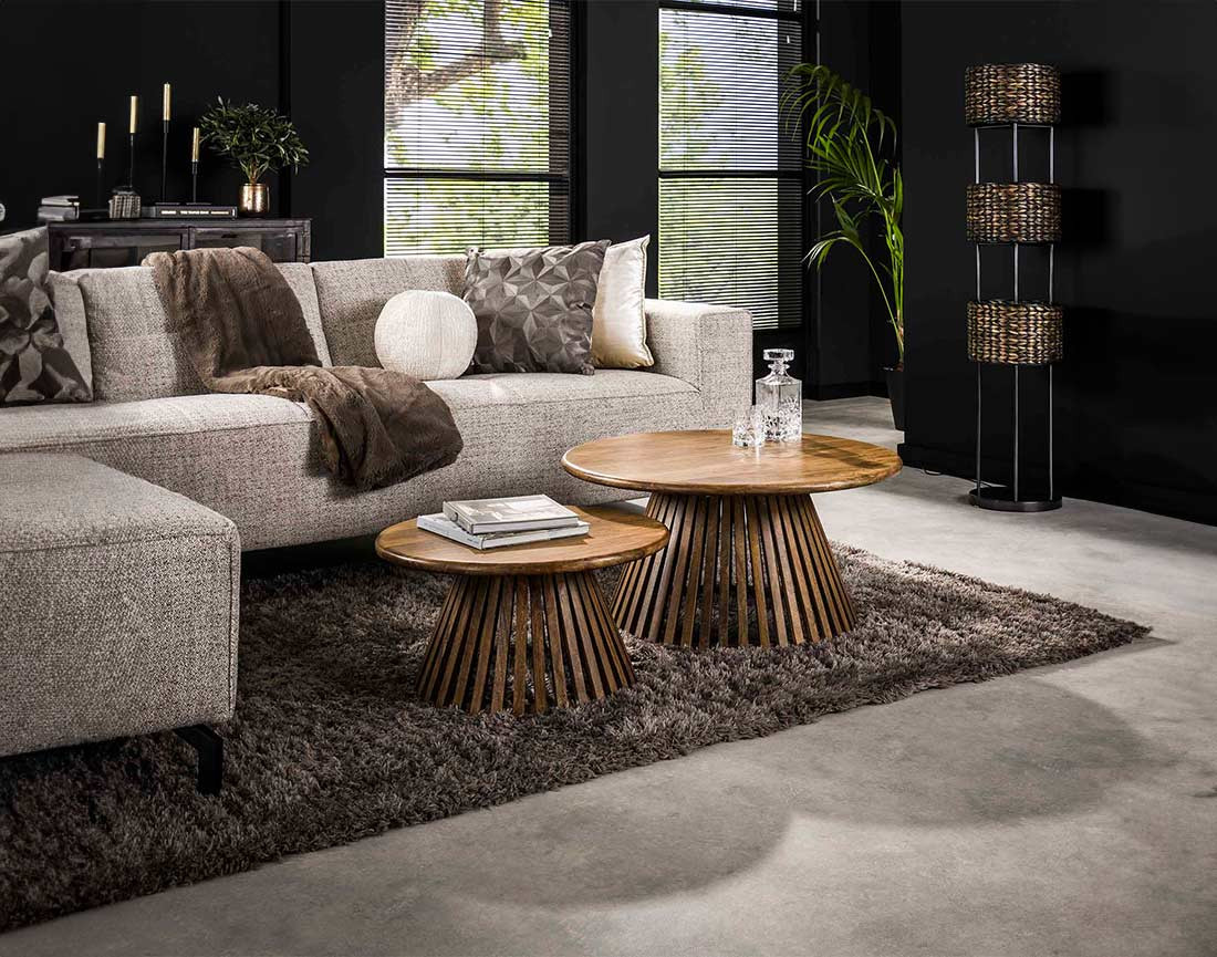 Lot de 2 tables basses bois massif de manguier Kerala