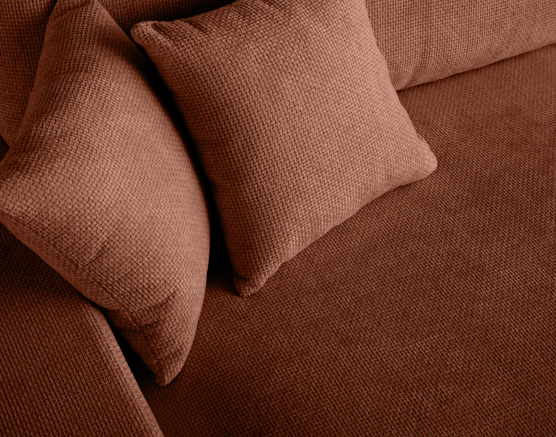 Canapé d'angle réversible 4 places convertible avec coffre en velours texturé Pivoine