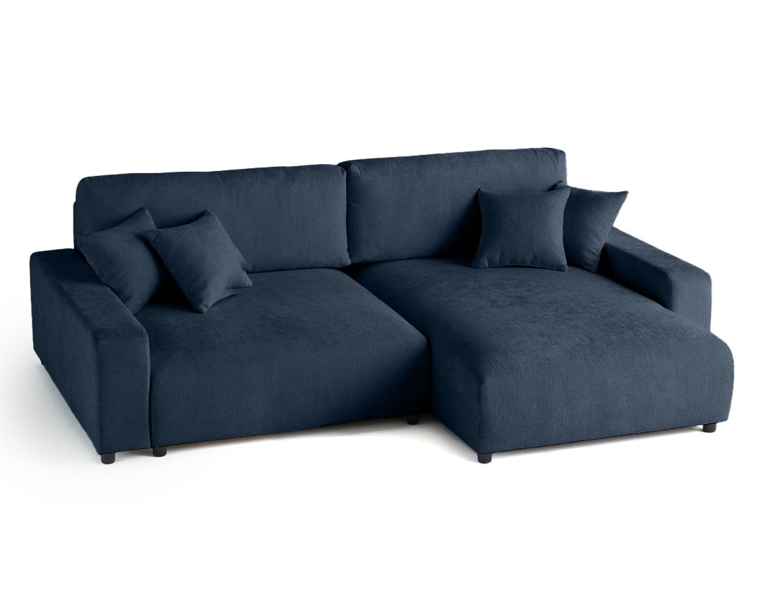 Canapé d'angle réversible 4 places convertible avec coffre en velours texturé Pivoine