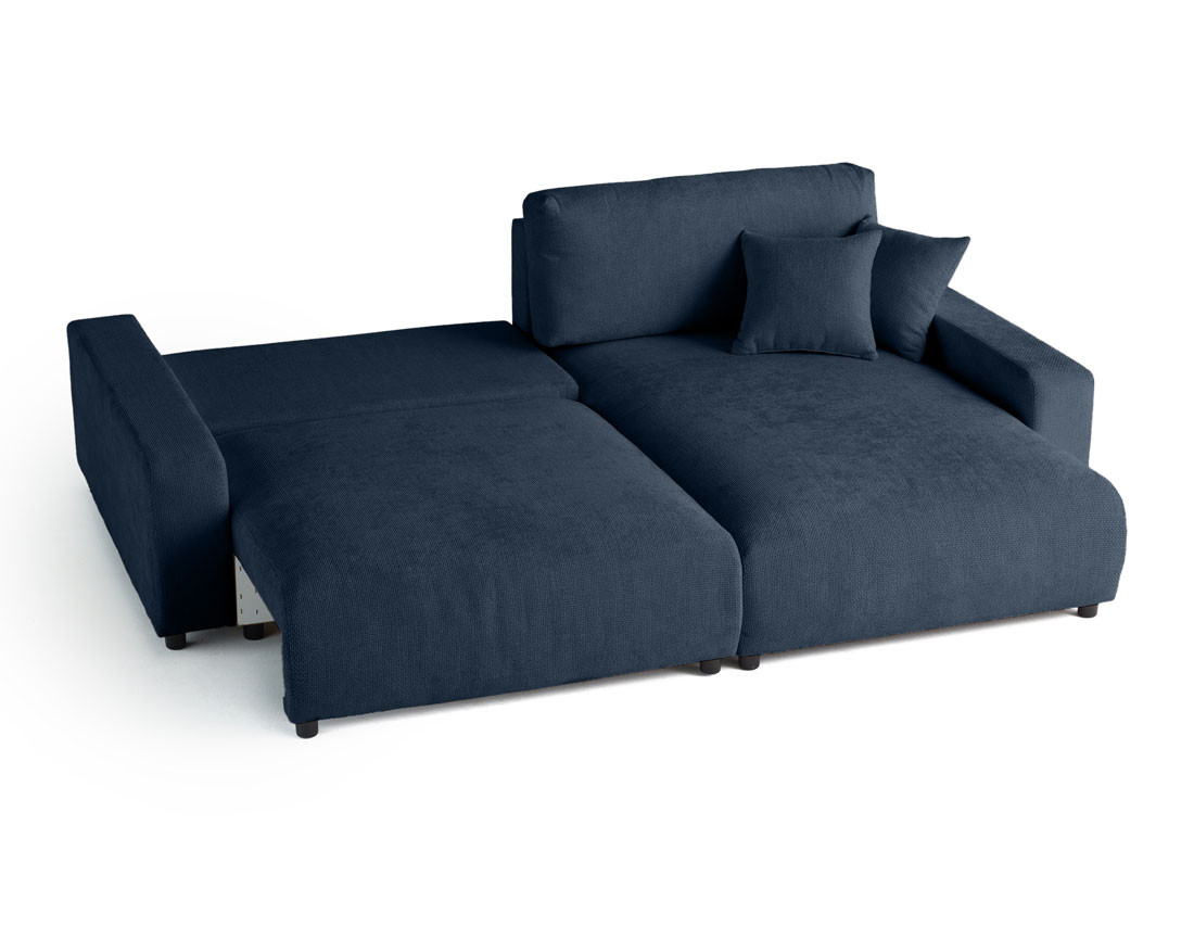 Canapé d'angle réversible 4 places convertible avec coffre en velours texturé Pivoine