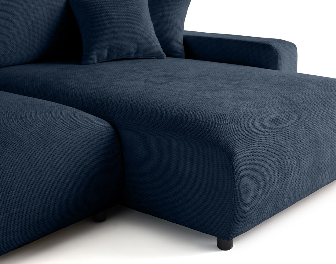 Canapé d'angle réversible 4 places convertible avec coffre en velours texturé Pivoine