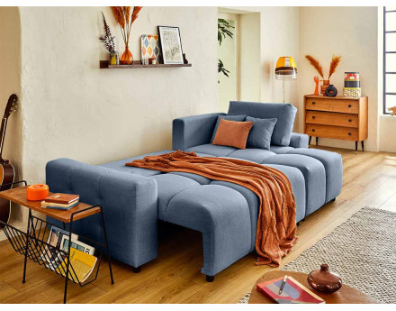 Canapé d'angle réversible convertible avec coffre 4 places en tissu Crocus