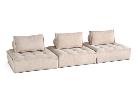 Canapé modulable droit 3 places en velours texturé Marisol