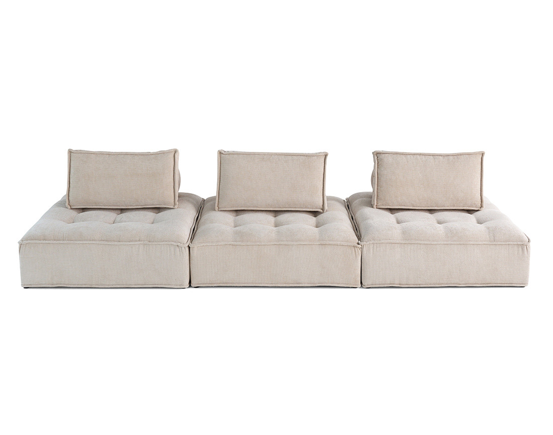 Canapé modulable droit 3 places en velours texturé Marisol