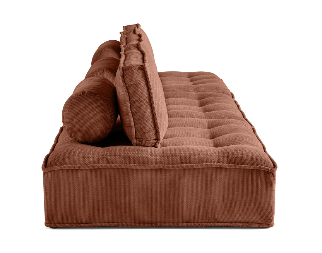 Canapé modulable droit 3 places en velours texturé Marisol