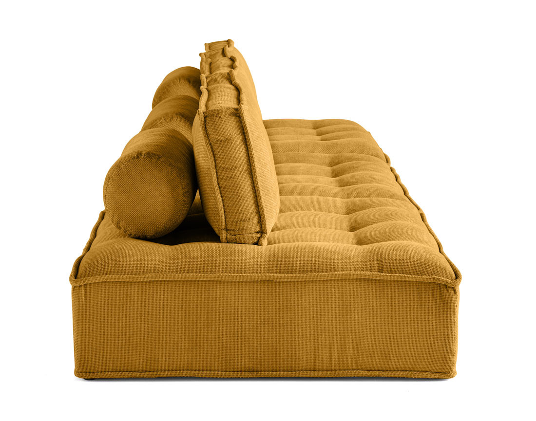 Canapé modulable droit 3 places en velours texturé Marisol