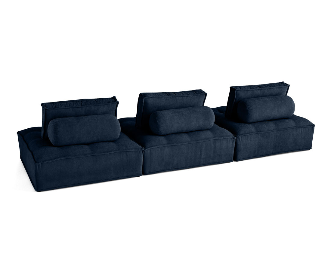 Canapé modulable droit 3 places en velours texturé Marisol