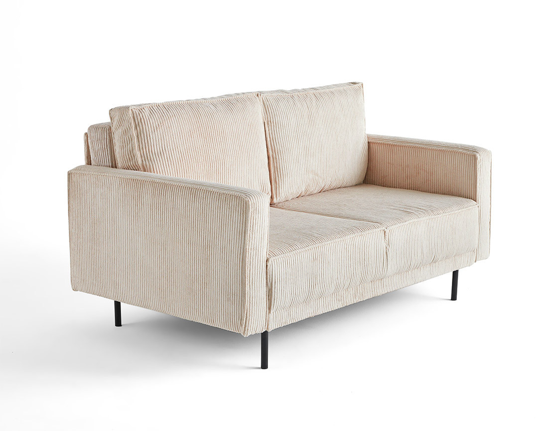 Canapé droit 2 places en velours côtelé Charlie