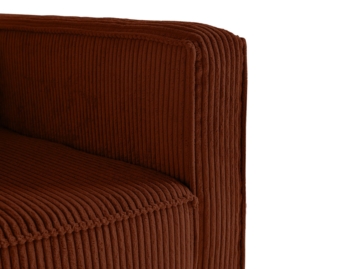 Canapé droit 2 places en velours côtelé Charlie