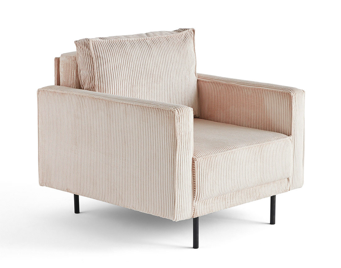 Fauteuil en velours côtelé avec pieds hauts Charlie