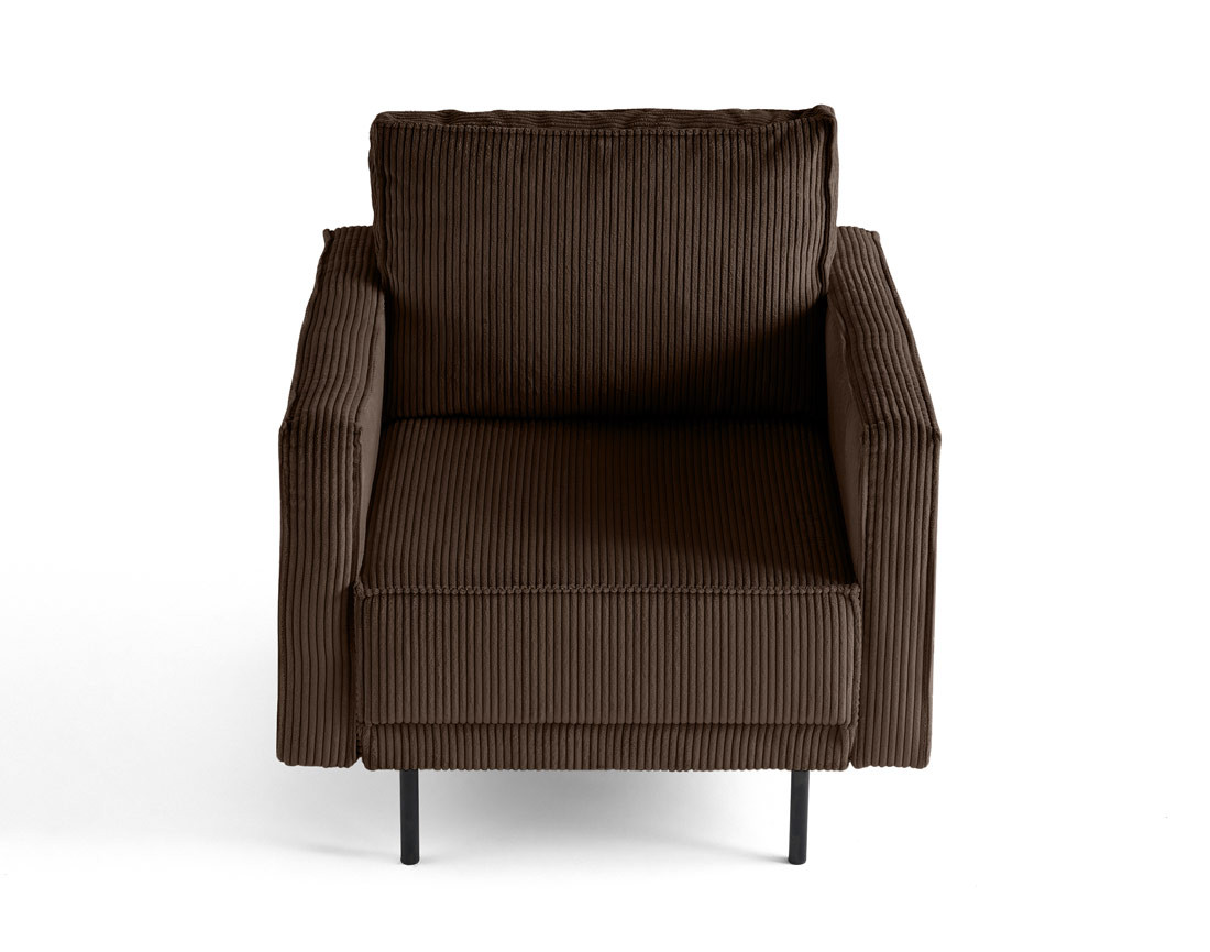 Fauteuil en velours côtelé avec pieds hauts Charlie