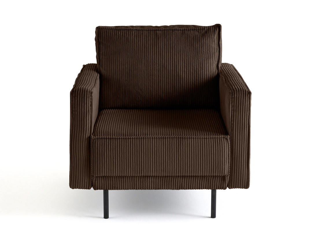 Fauteuil en velours côtelé avec pieds hauts Charlie