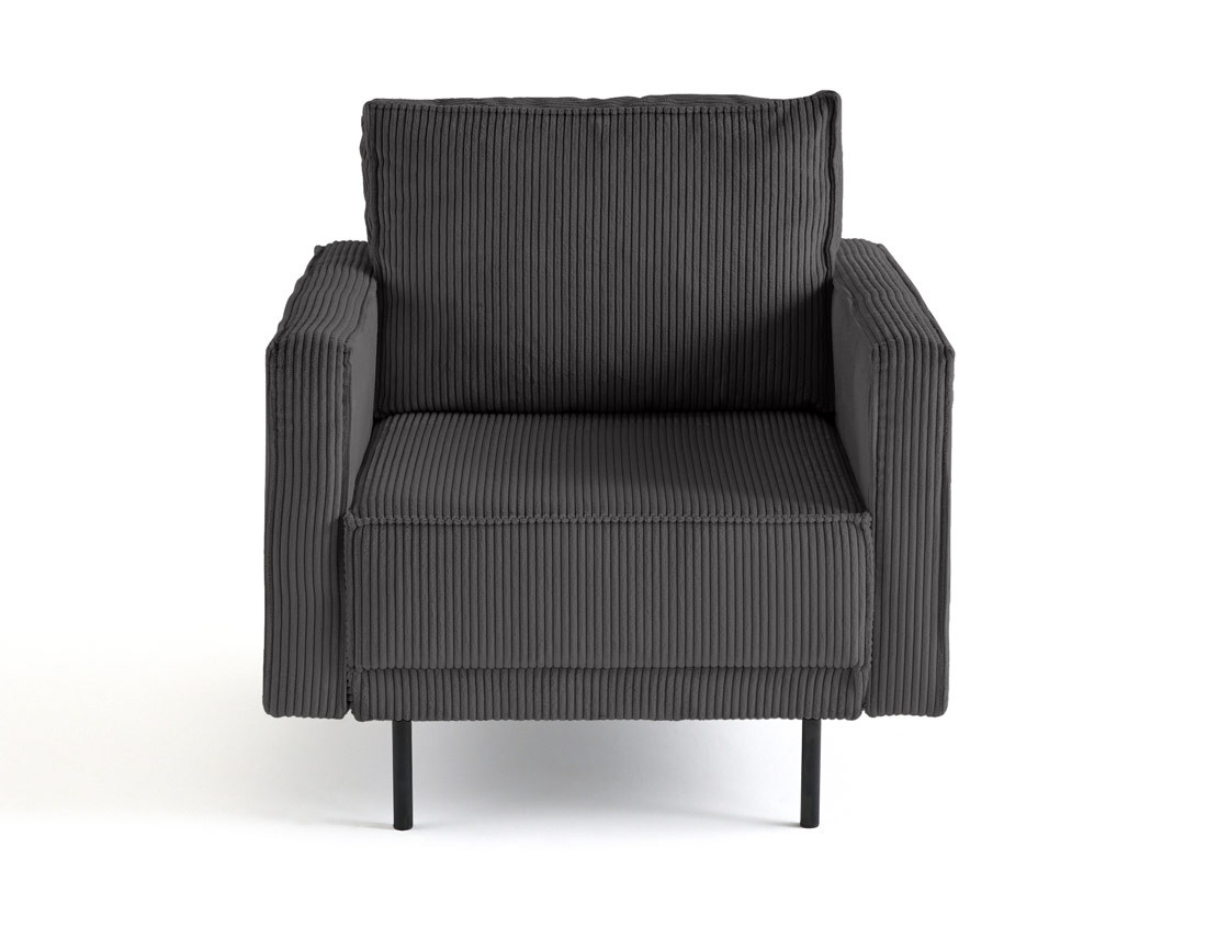 Fauteuil en velours côtelé avec pieds hauts Charlie