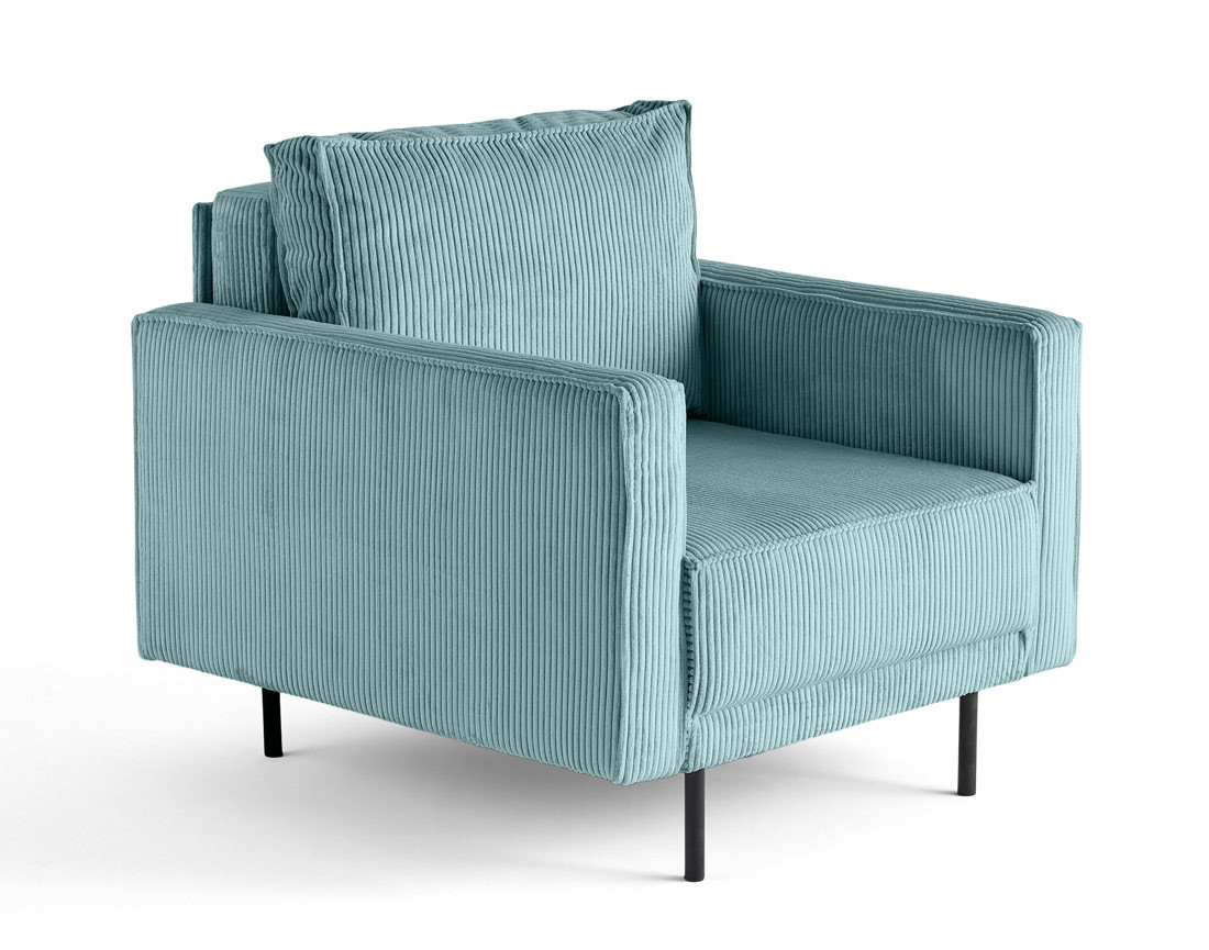 Fauteuil en velours côtelé avec pieds hauts Charlie