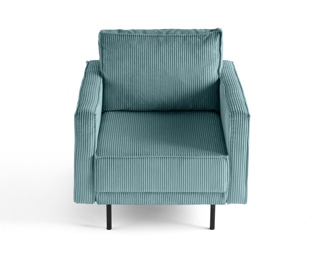 Fauteuil en velours côtelé avec pieds hauts Charlie