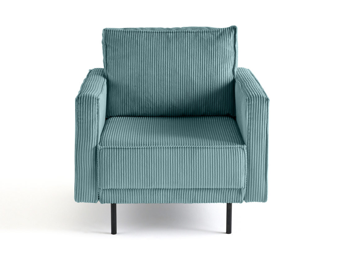 Fauteuil en velours côtelé avec pieds hauts Charlie