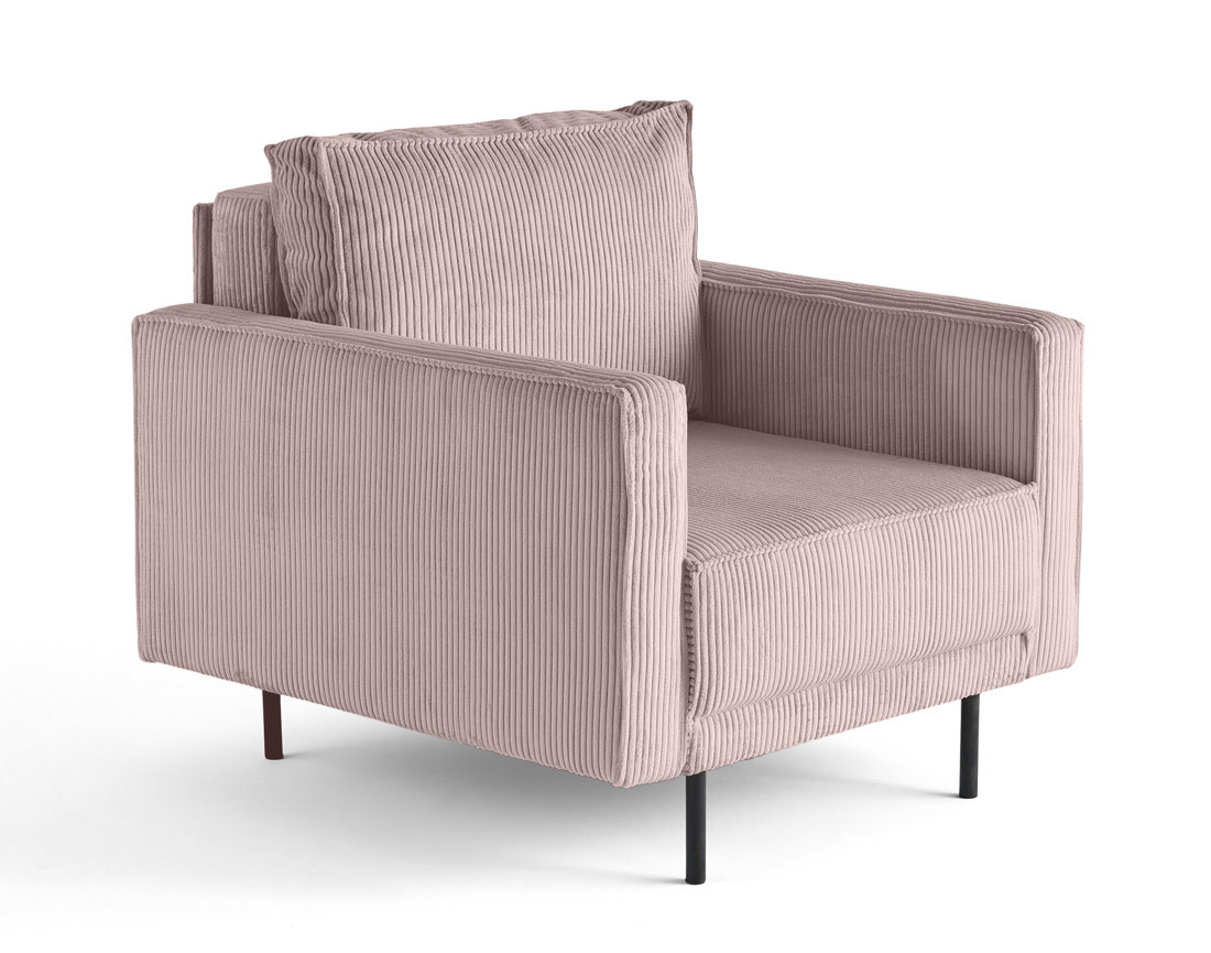 Fauteuil en velours côtelé avec pieds hauts Charlie