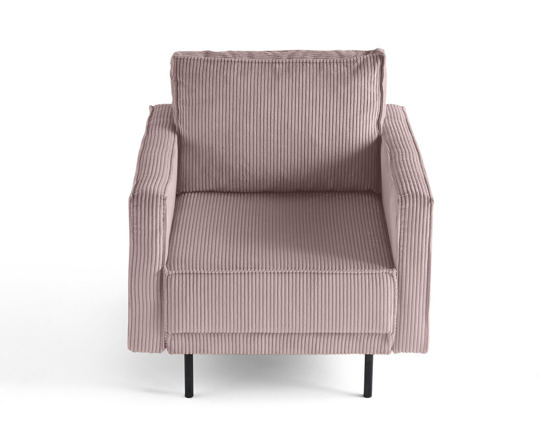 Fauteuil en velours côtelé avec pieds hauts Charlie