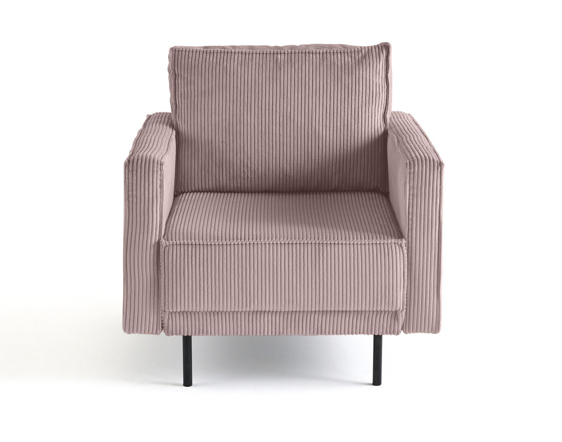 Fauteuil en velours côtelé avec pieds hauts Charlie