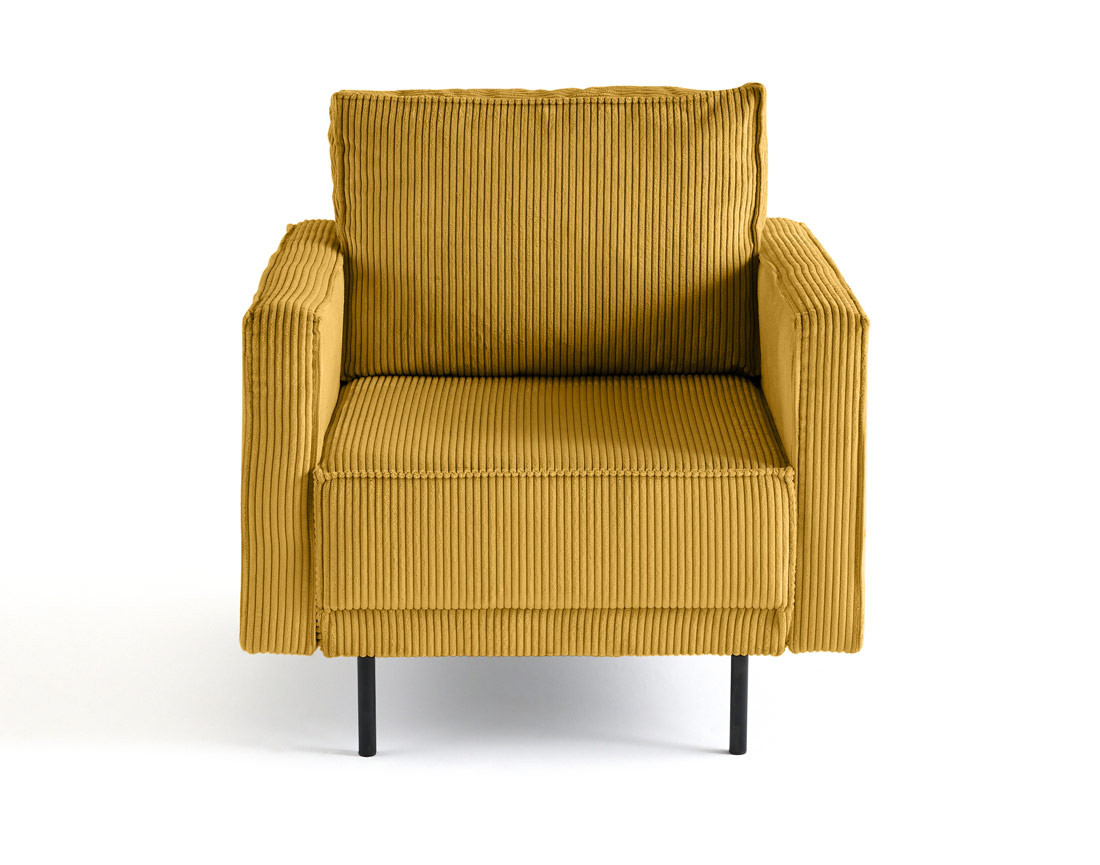 Fauteuil en velours côtelé avec pieds hauts Charlie