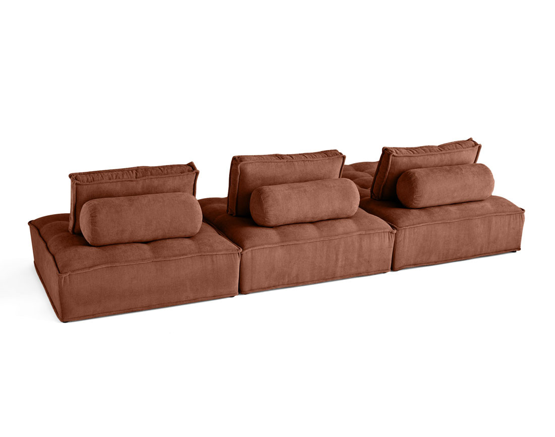 Canapé d'angle modulable 4 places en velours texturé Marisol