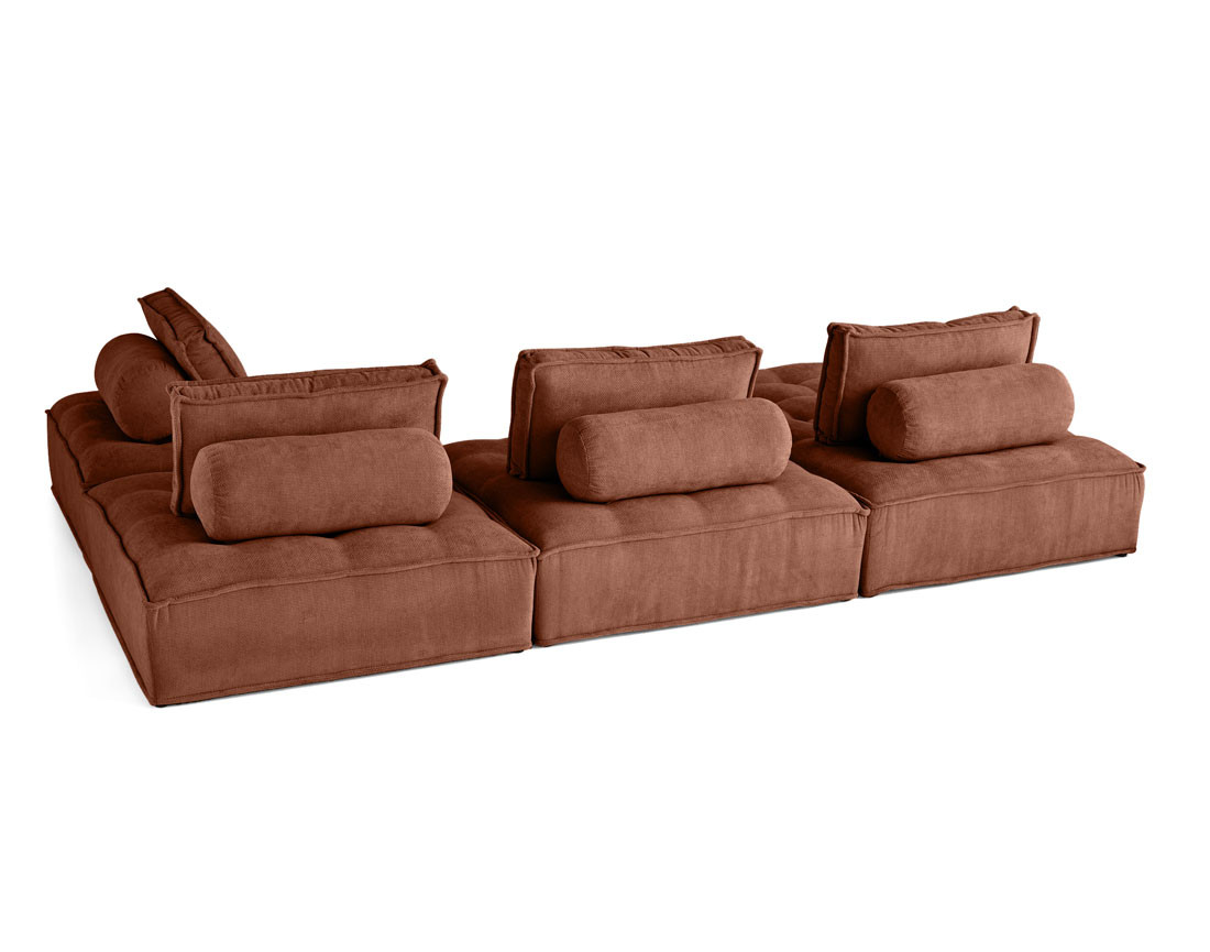 Canapé panoramique modulable 7 places en velours texturé Marisol