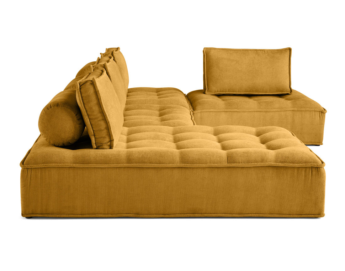 Canapé panoramique modulable 7 places en velours texturé Marisol