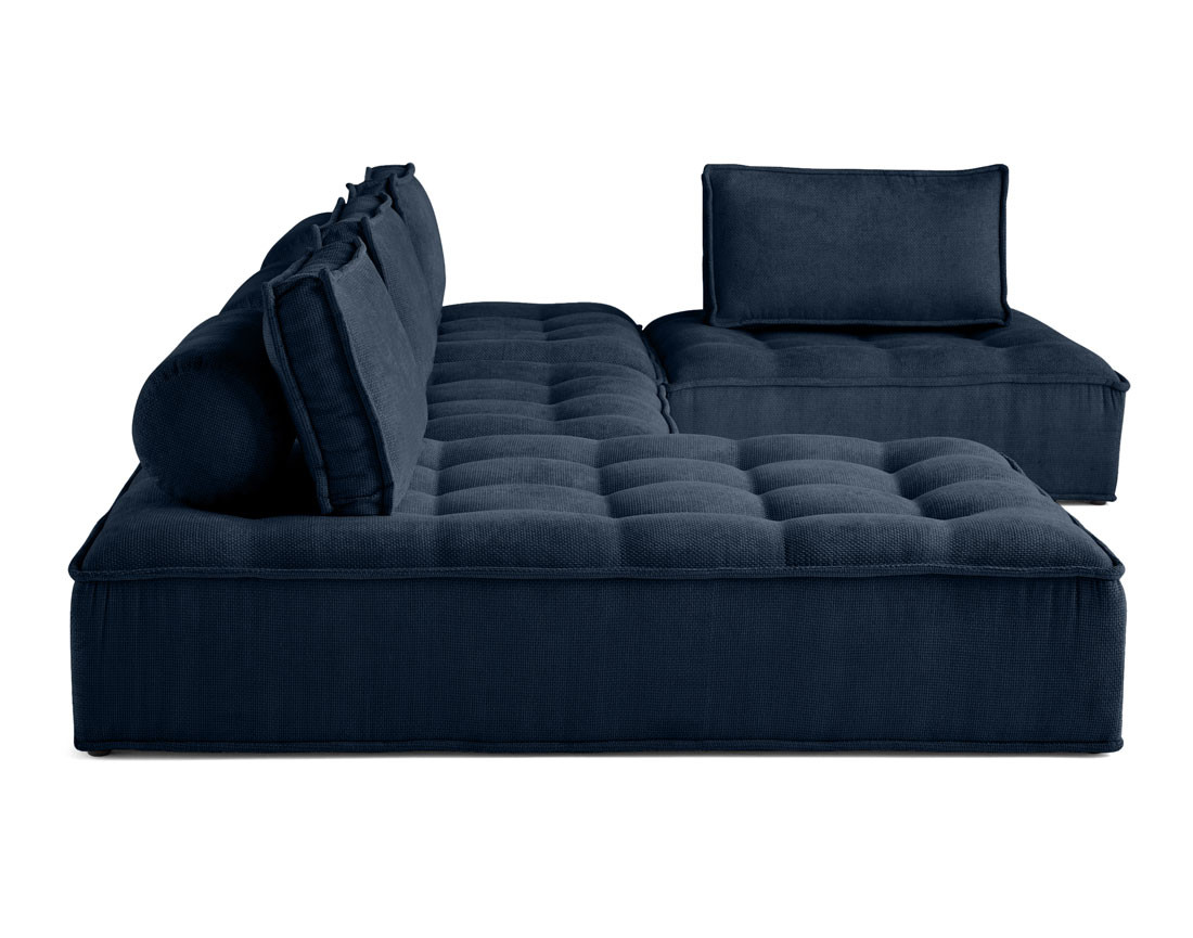 Canapé panoramique modulable 7 places en velours texturé Marisol