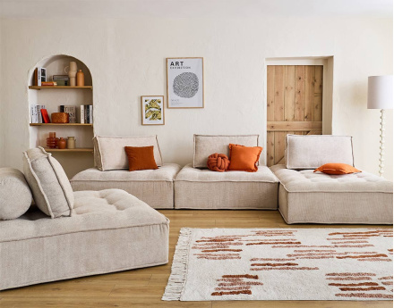 Module d'assise 1 place en velours texturé Marisol