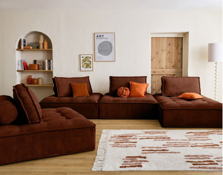 Module d'assise 1 place en velours texturé Marisol