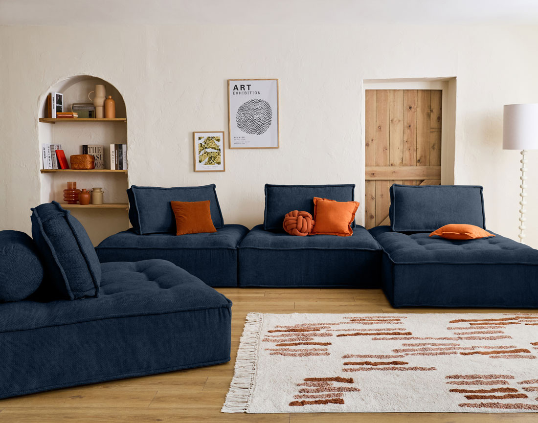 Module d'assise 1 place en velours texturé Marisol