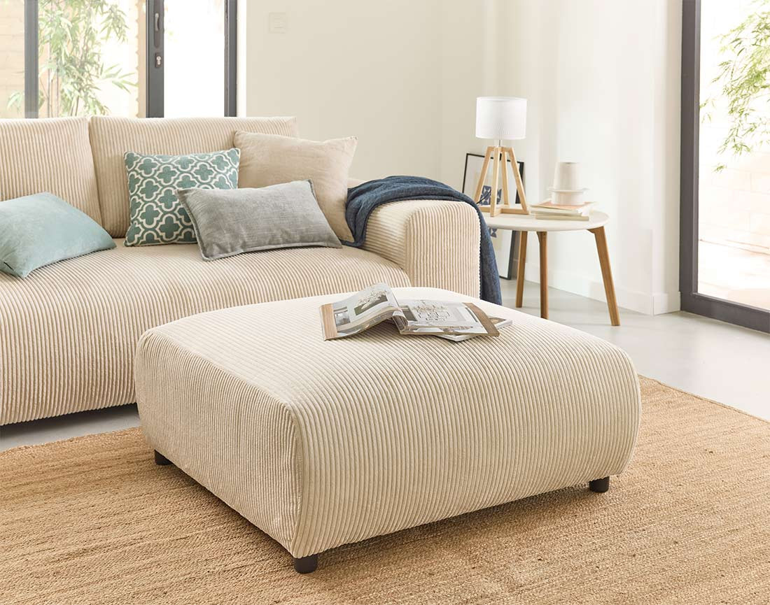 Pouf modulable en velours côtelé Garance