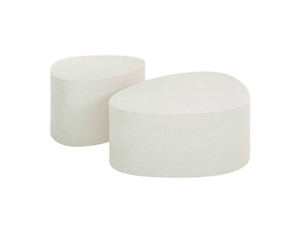 Lot de 2 tables basses en marbre composite blanc 81 et 49 cm Mahara