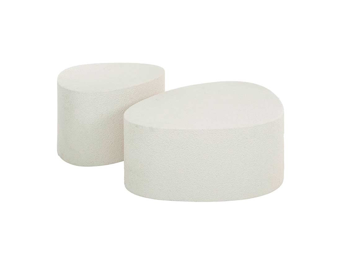 Lot de 2 tables basses en marbre composite blanc 81 et 49 cm Mahara