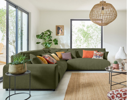 Module d'assise 2 places sans accoudoirs en velours côtelé Garance