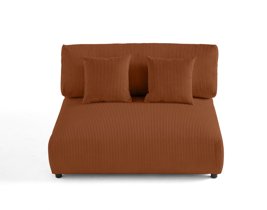 Module d'assise 2 places sans accoudoirs en velours côtelé Garance