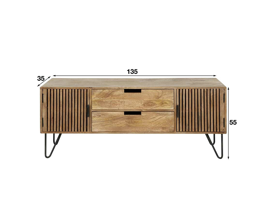 Meuble TV en bois massif de manguier 135 cm Mumbai