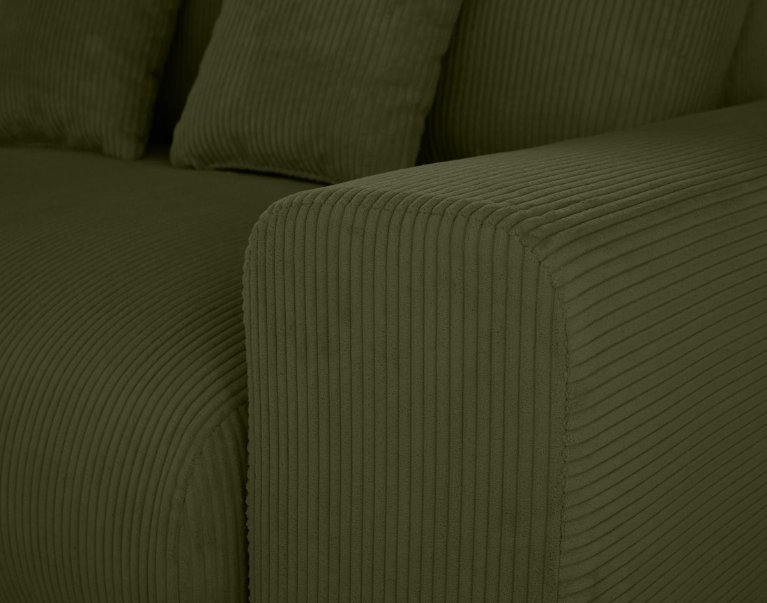 Module d'assise 2 places avec accoudoir droit en velours côtelé Garance