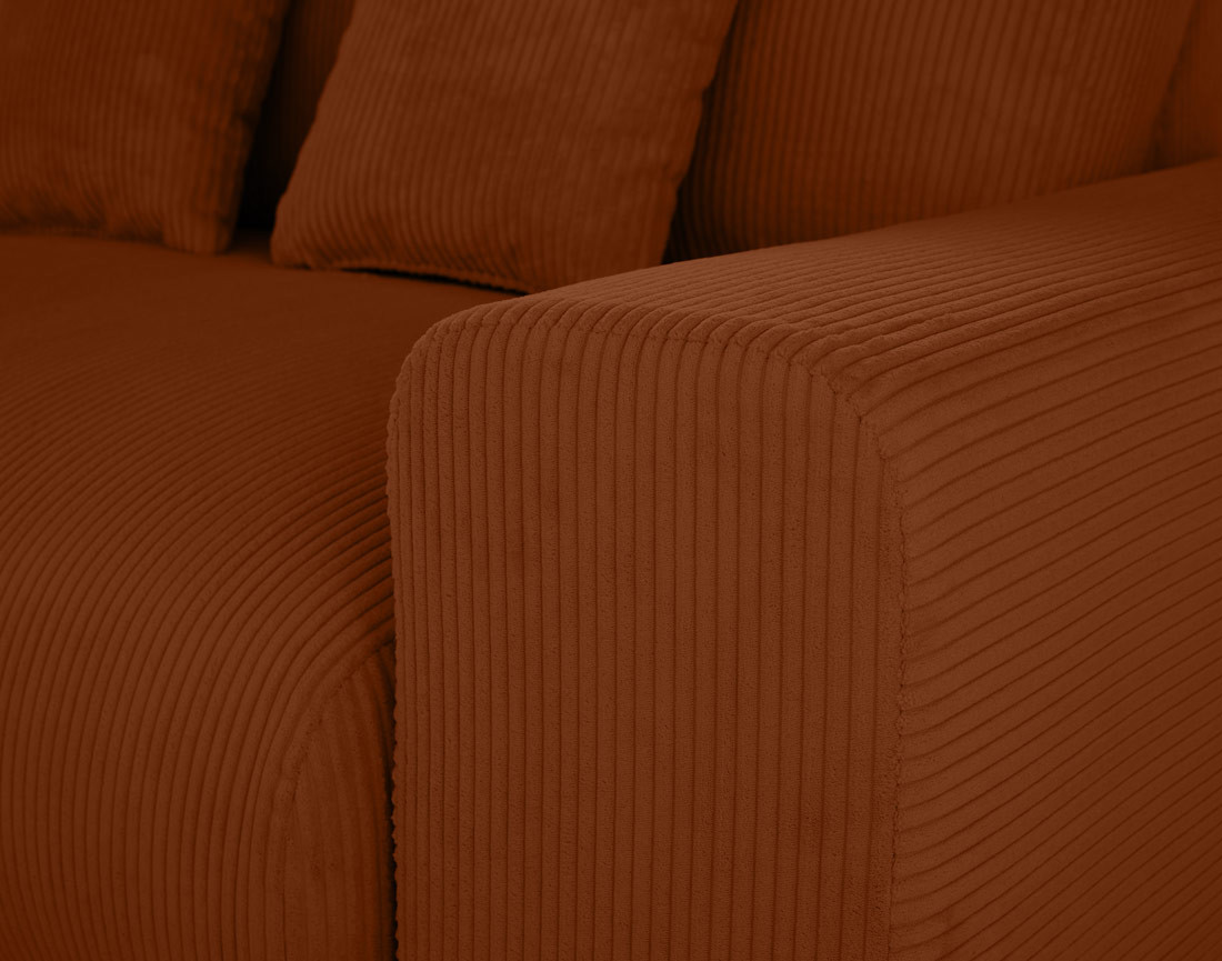 Module d'assise 2 places avec accoudoir droit en velours côtelé Garance