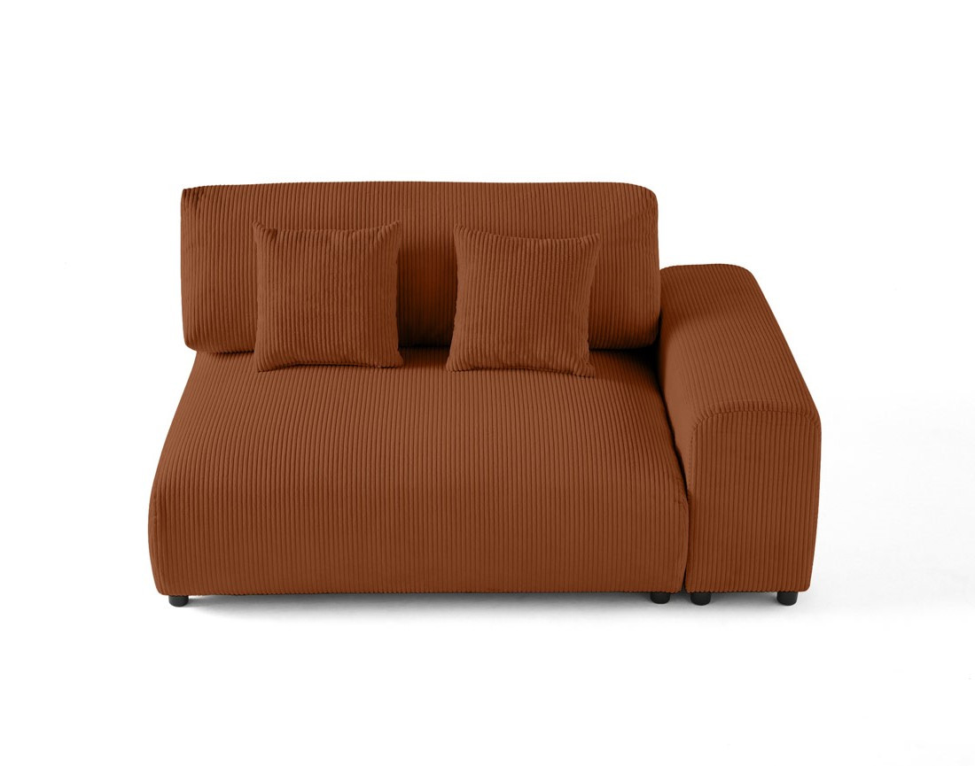 Module d'assise 2 places avec accoudoir droit en velours côtelé Garance