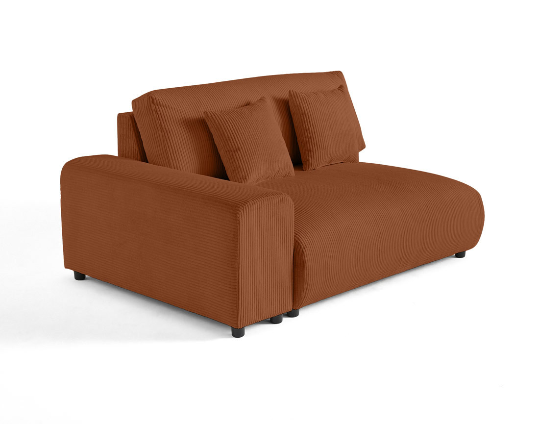 Module d'assise 2 places avec accoudoir gauche en velours côtelé Garance