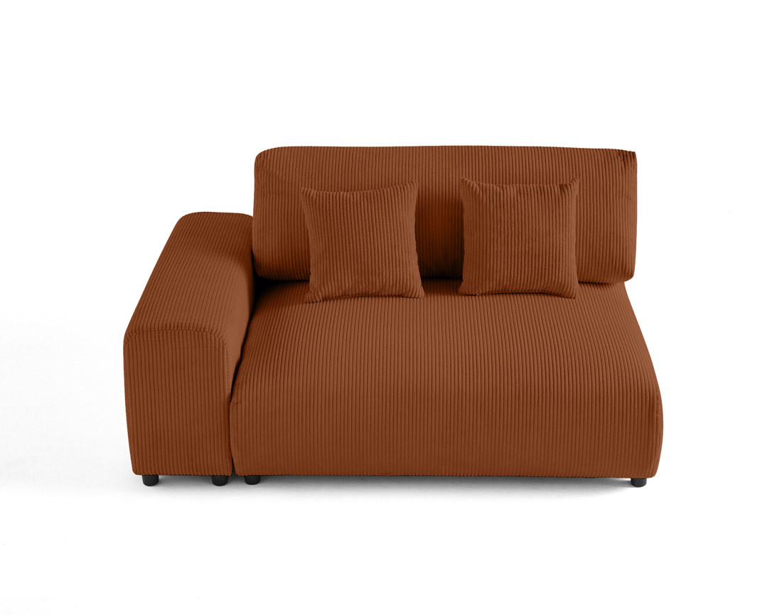 Module d'assise 2 places avec accoudoir gauche en velours côtelé Garance