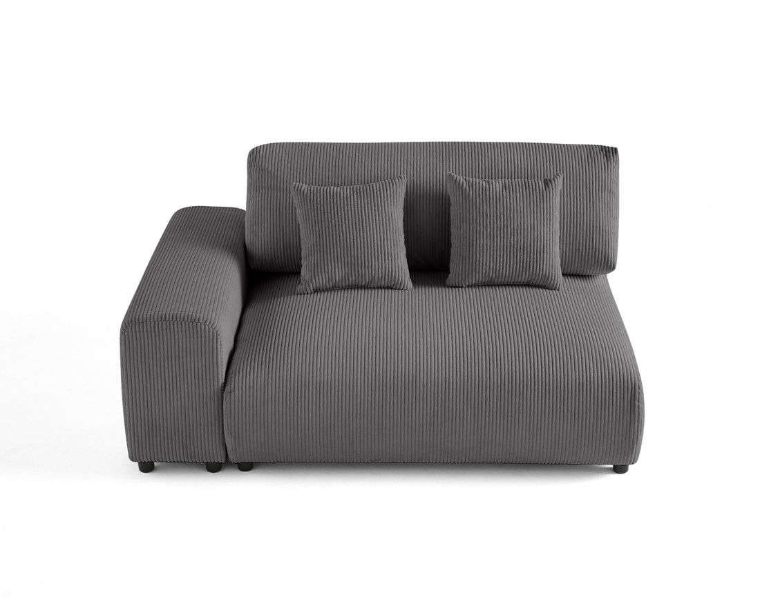 Module d'assise 2 places avec accoudoir gauche en velours côtelé Garance