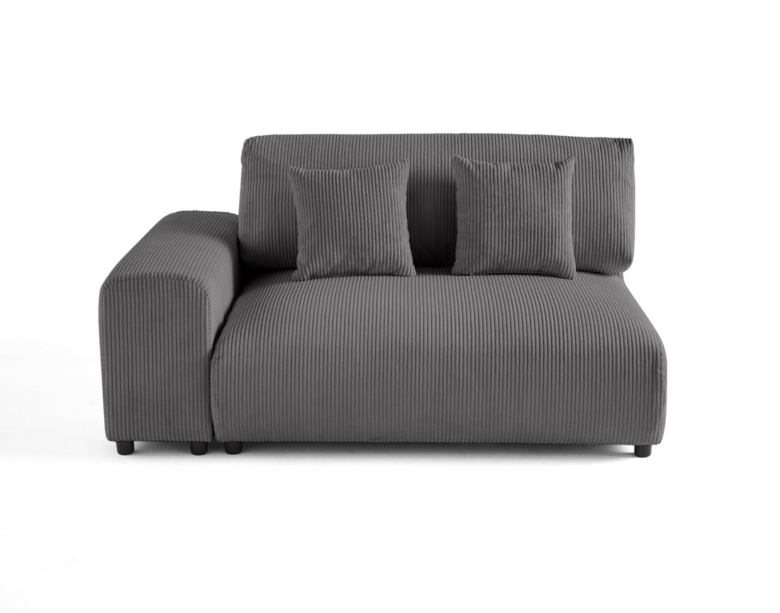 Module d'assise 2 places avec accoudoir gauche en velours côtelé Garance