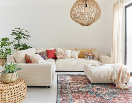 Module d'assise 3 places avec accoudoir gauche en velours côtelé Garance